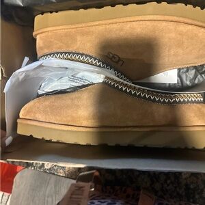 UGG Chestnut Brown Shearling-Lined Moccasin Slippers